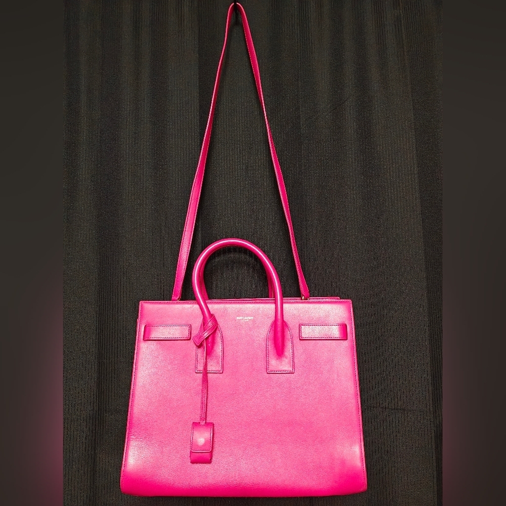 Saint Laurent Calfskin Small Sac De Jour Lipstick Pink